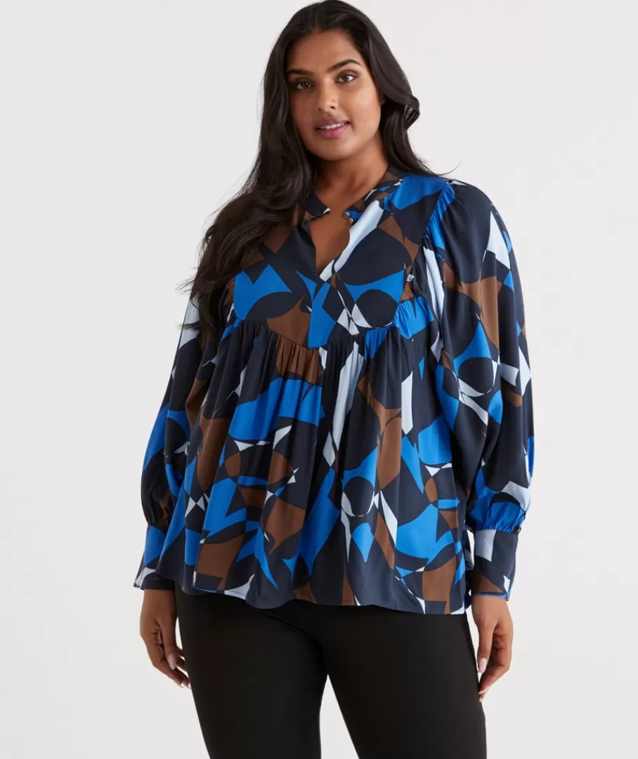 Abstract Geometric Detail Blouse-Sussan Discount