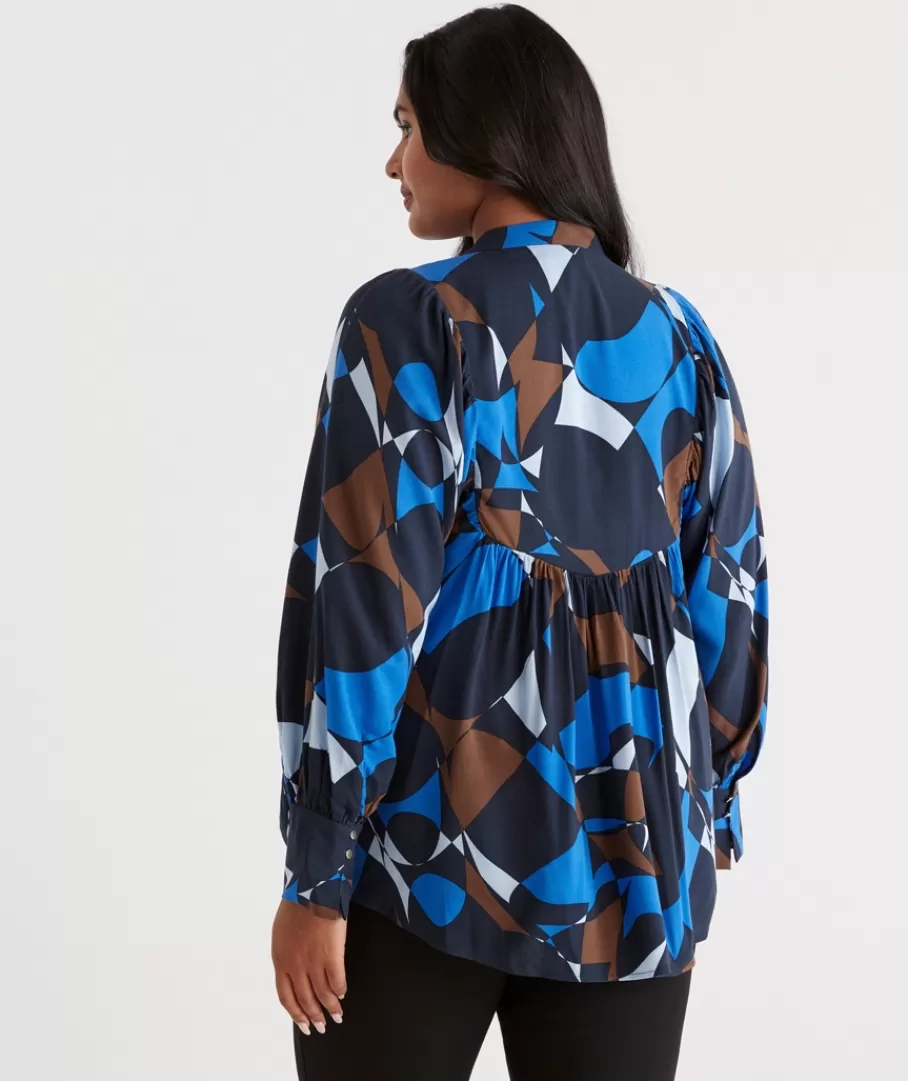 Abstract Geometric Detail Blouse-Sussan Discount