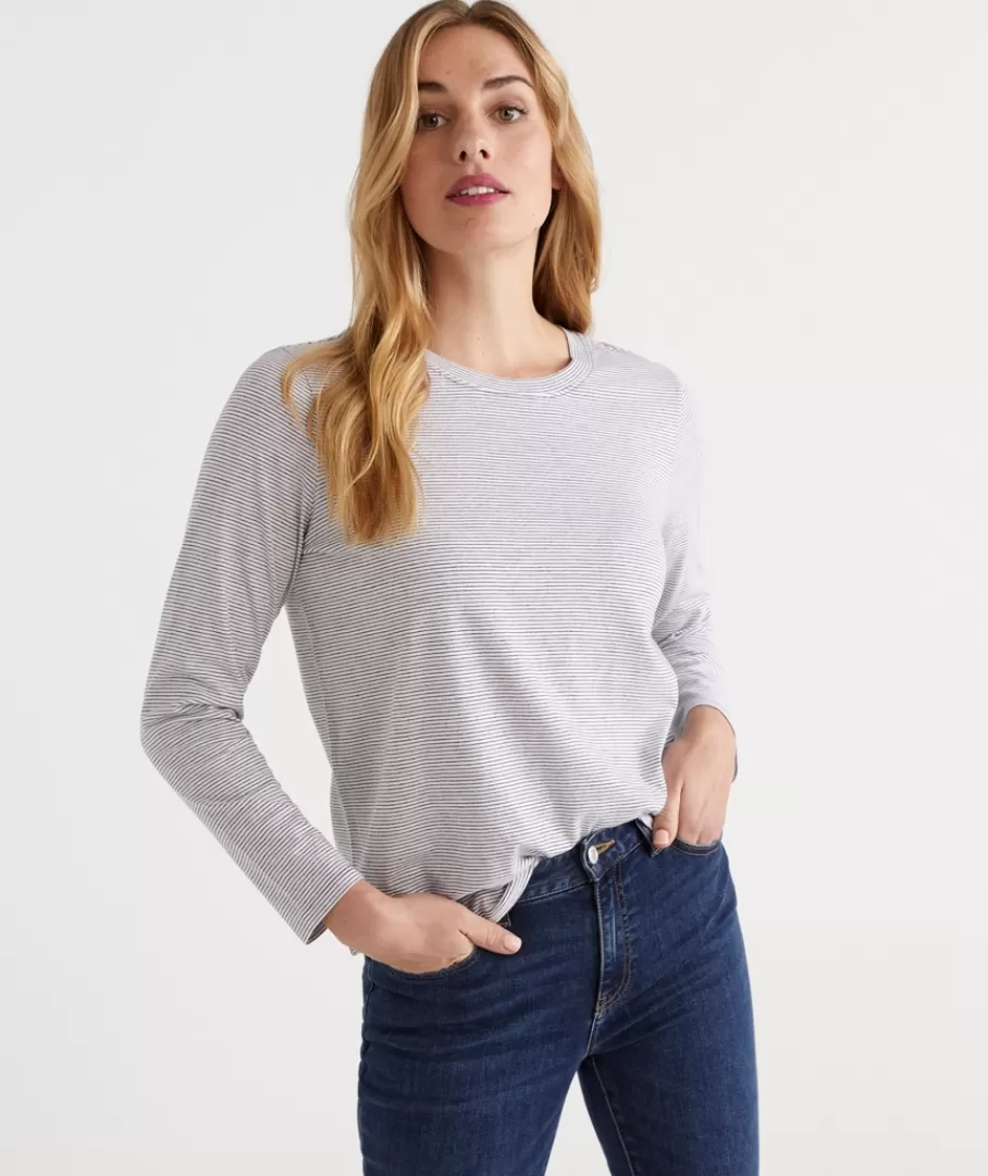 Australian Cotton Classic Stripe Long Sleeve Top-Sussan Discount