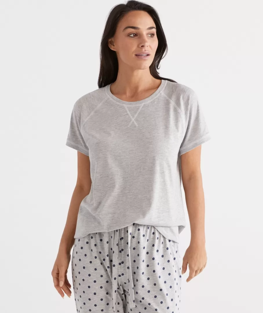 Australian Cotton Contrast Pyjama Top-Sussan Outlet