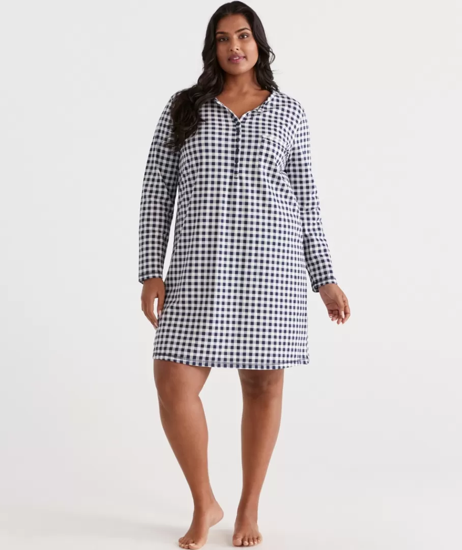 Australian Cotton Gingham Long Sleeve Night-Sussan Best Sale