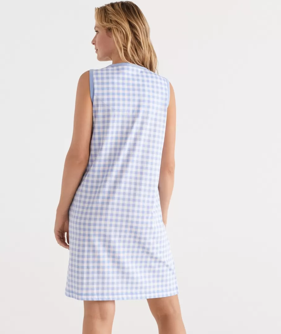 Australian Cotton Gingham Sleeveless Nightie-Sussan Discount