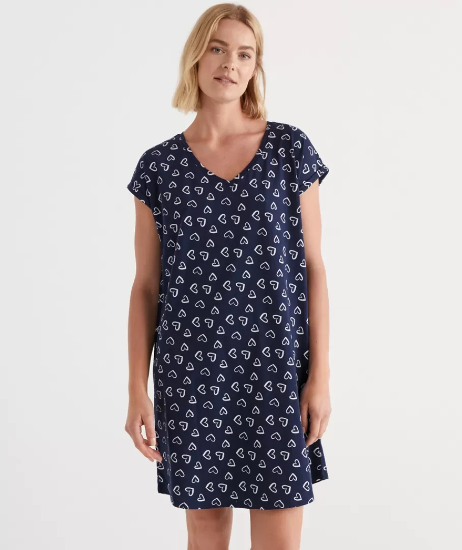 Australian Cotton Heart V Neck Nightie-Sussan Online