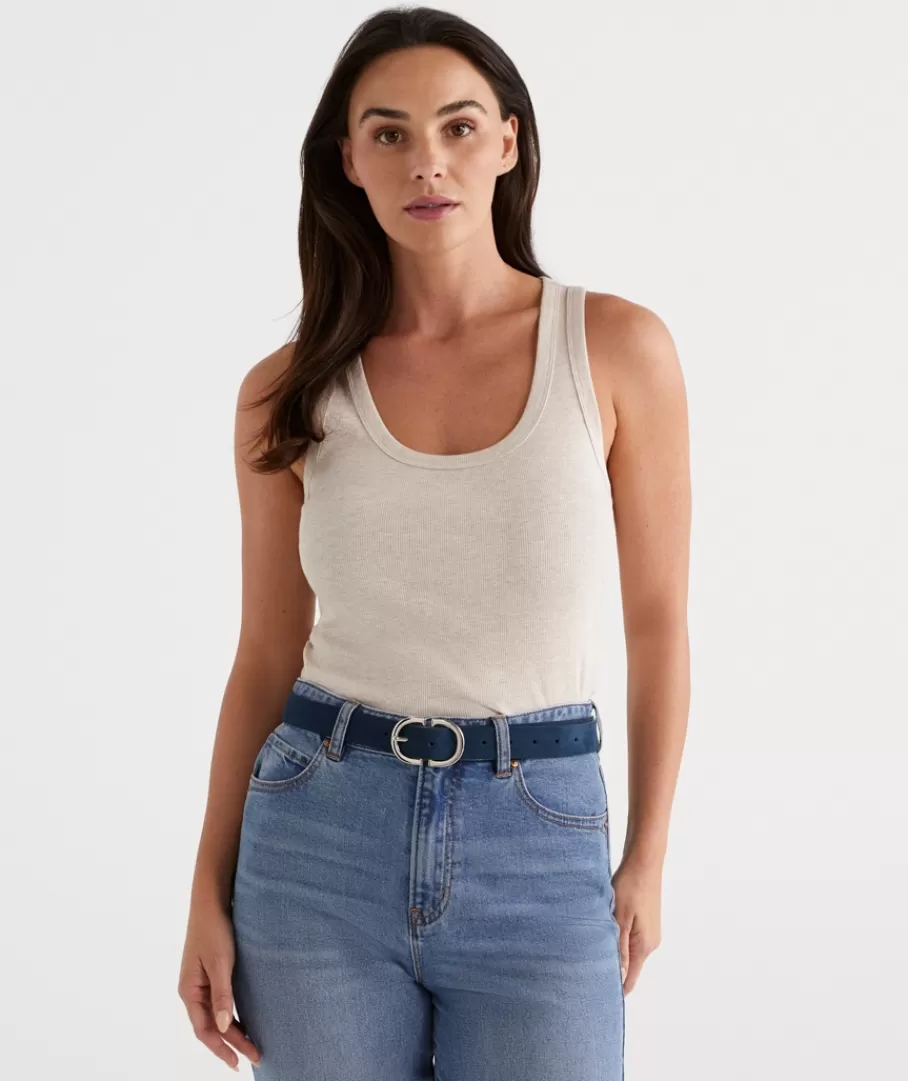 Australian Cotton Scoop Rib Tank-Sussan Sale