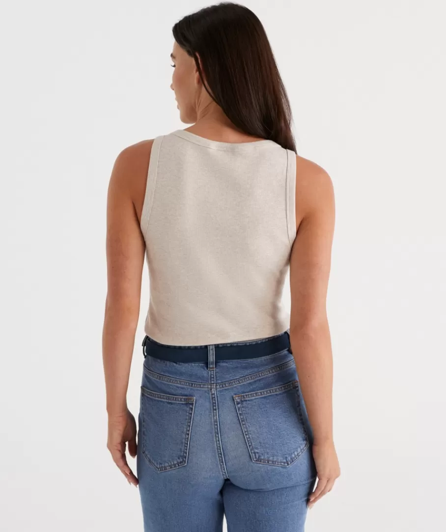 Australian Cotton Scoop Rib Tank-Sussan Sale