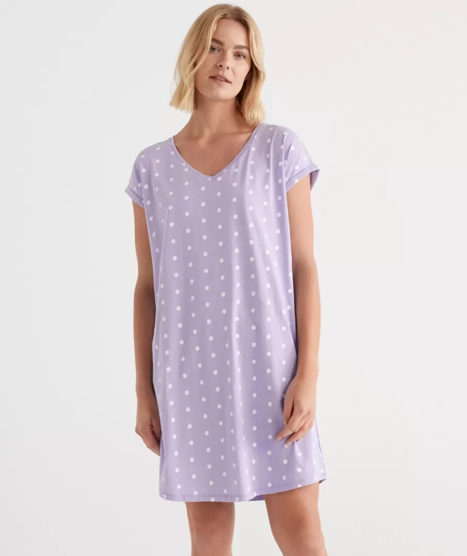 Australian Cotton Spot V Neck Nightie-Sussan New