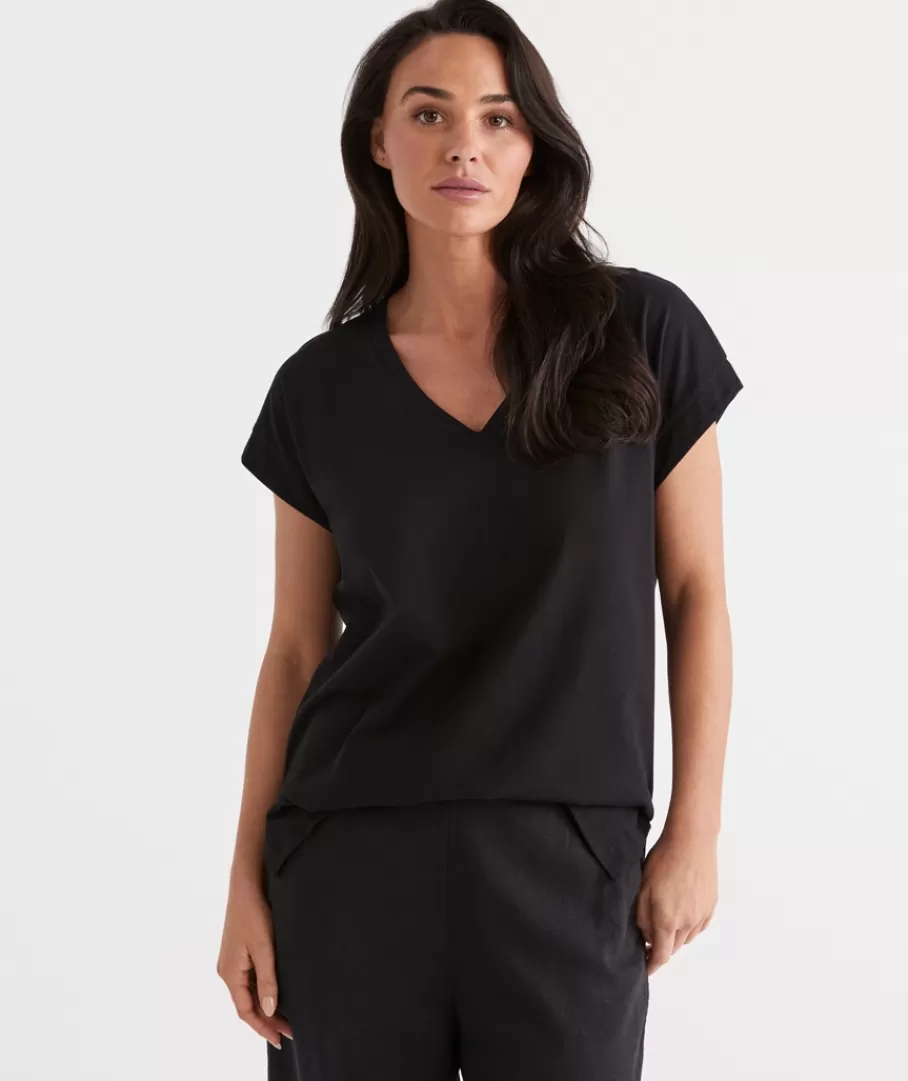 Australian Cotton V-Neck Tee-Sussan Store