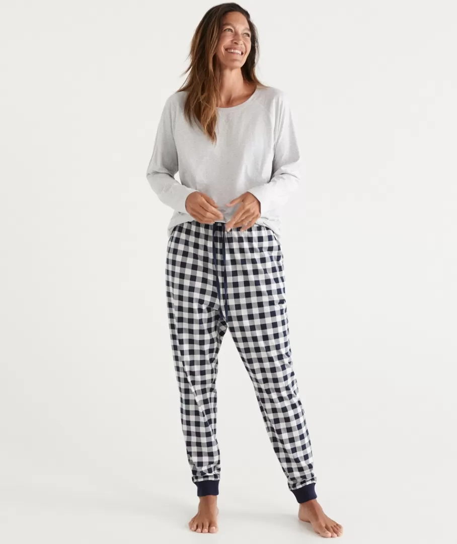 Check Print Australian Cotton Knit Pyjama Pant-Sussan Fashion