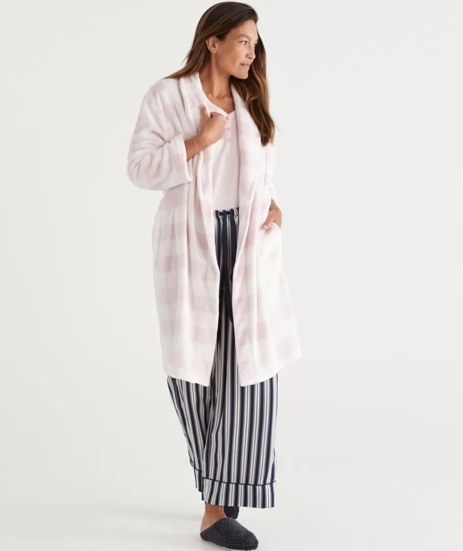 Check Print Soft Fleece Gown-Sussan Best