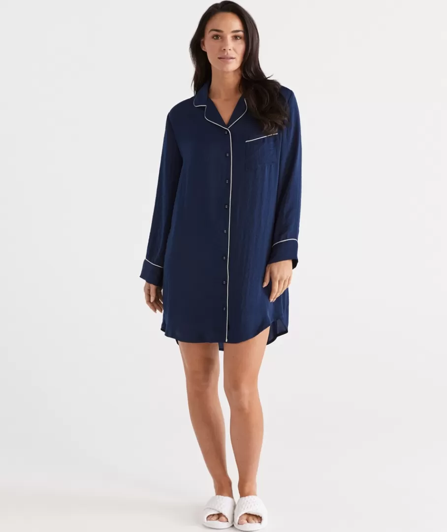 Contrast Satin Nightshirt-Sussan Fashion