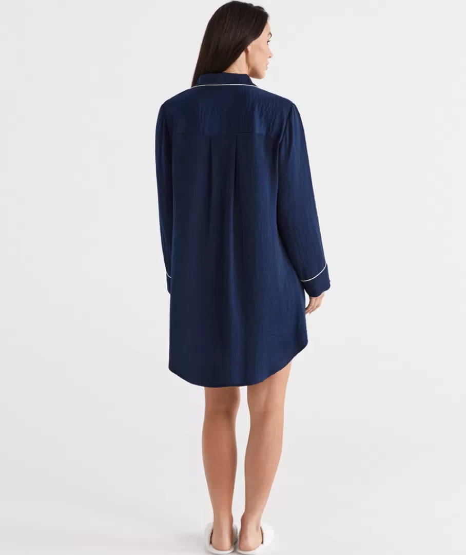 Contrast Satin Nightshirt-Sussan Fashion