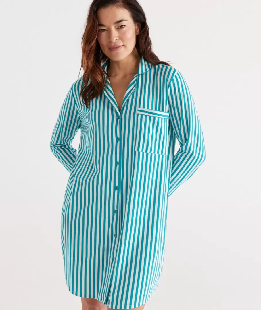 Cotton Stripe Nightshirt-Sussan Clearance