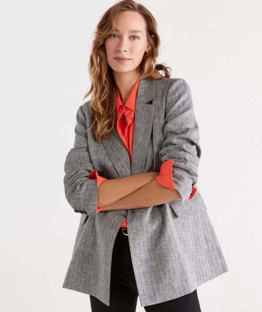 Double Breasted Herringbone Blazer-Sussan New