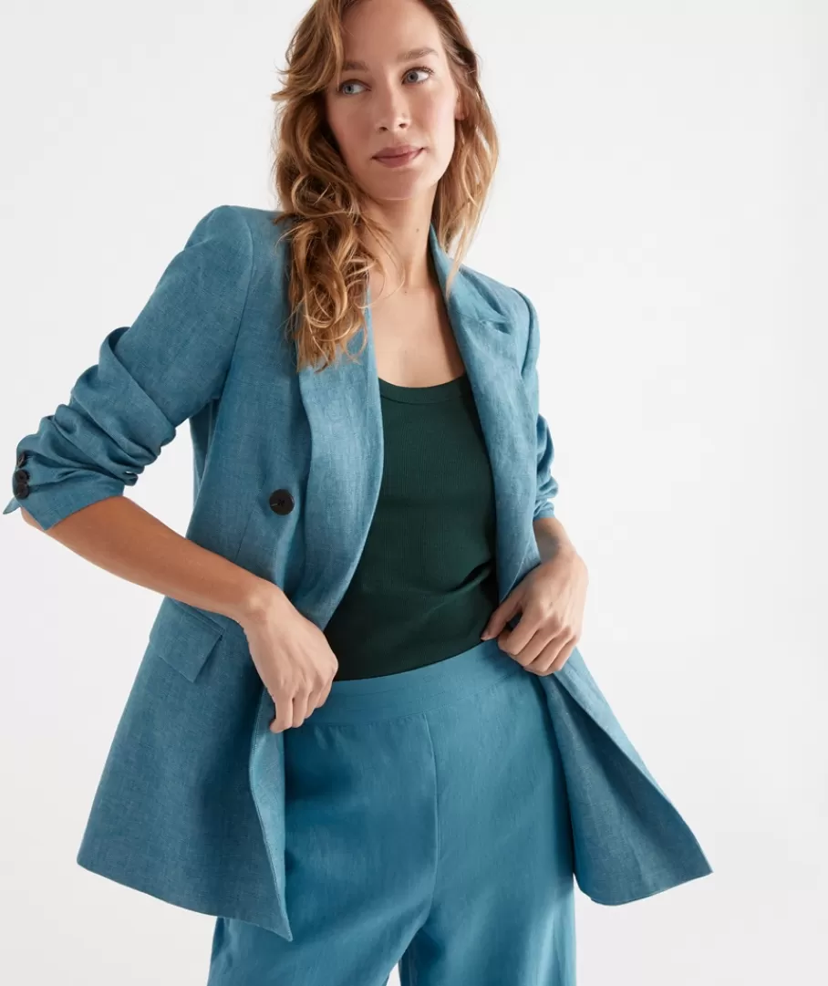 Double Breasted Linen Blazer-Sussan Clearance