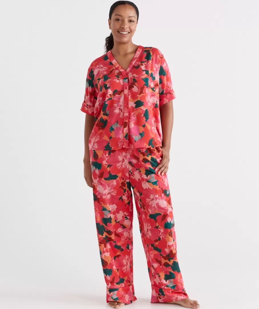 Floral Bloom Wide Leg Pyjama Set-Sussan Outlet