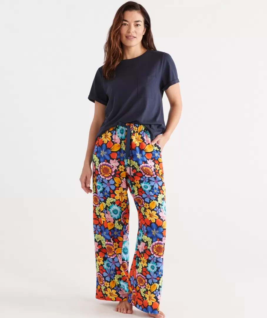 Floral Print Wide Leg Pyjama Pant-Sussan Clearance