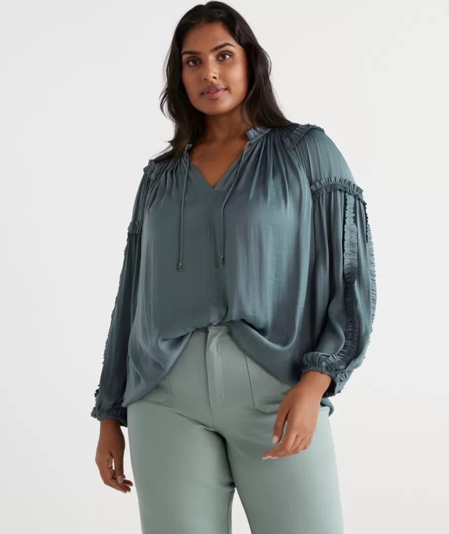 Frill Sleeve Top-Sussan Outlet