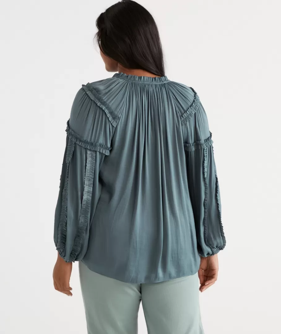 Frill Sleeve Top-Sussan Outlet