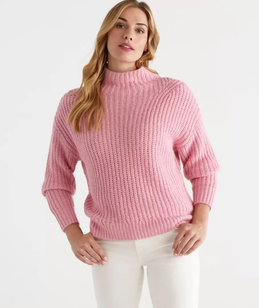 Funnel Neck Knit Jumper-Sussan Fashion