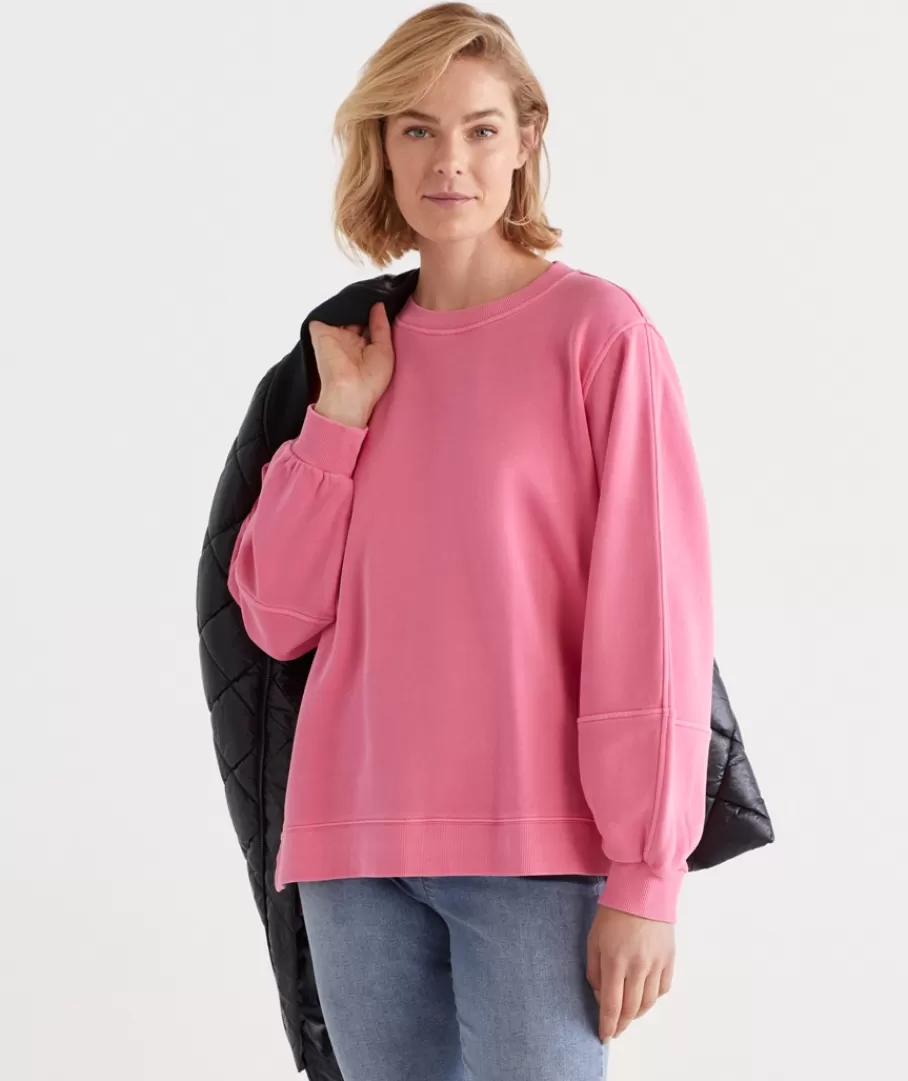 Garment Washed Blouson Sleeve Sweat-Sussan Flash Sale