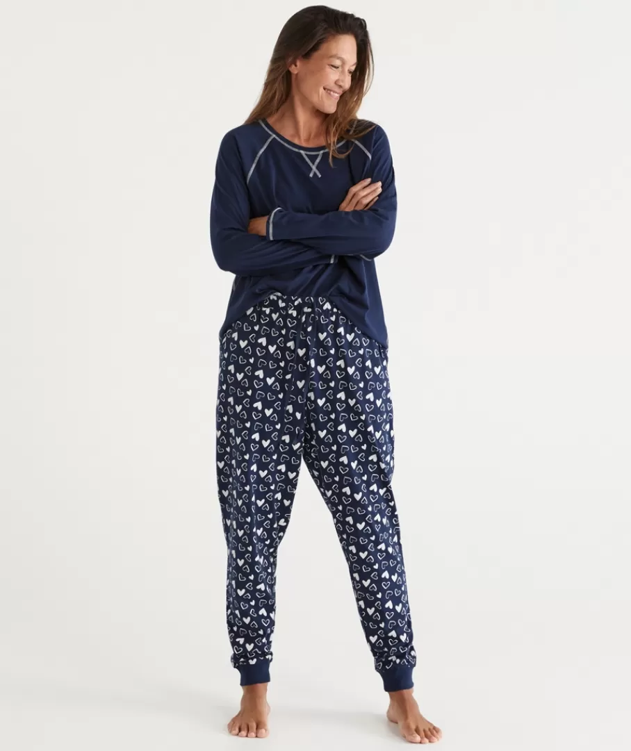 Heart Print Australian Cotton Knit Pyjama Pant-Sussan Sale