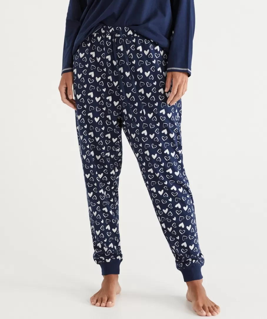 Heart Print Australian Cotton Knit Pyjama Pant-Sussan Sale