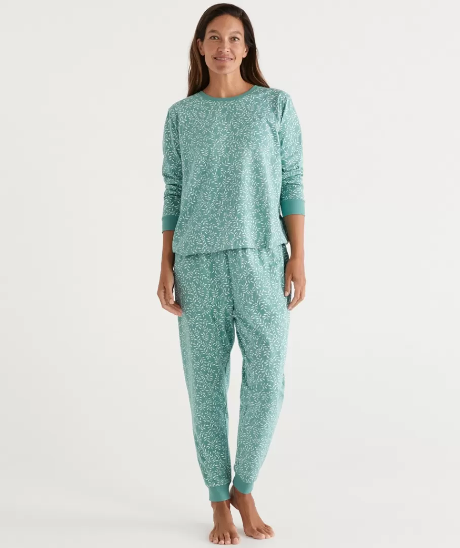 Leaf Print Australian Cotton Pyjama Set-Sussan Shop