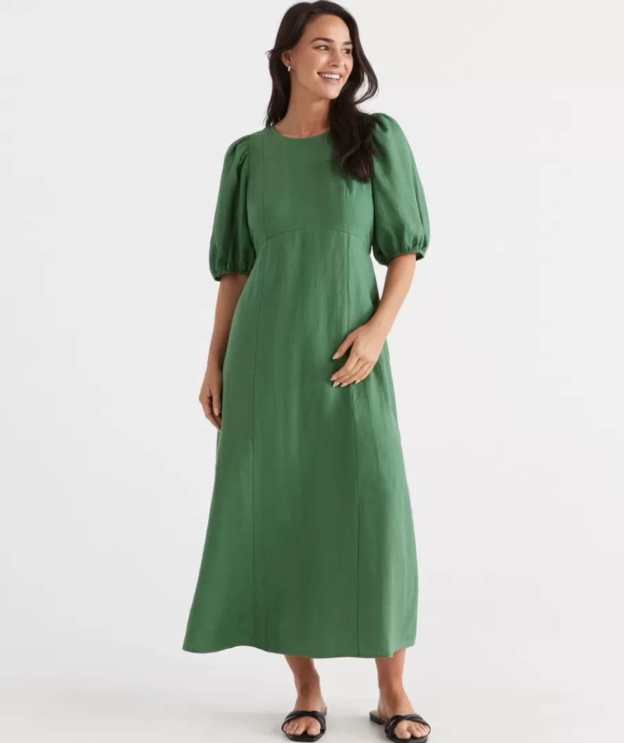 Linen Seam Detail Dress-Sussan Fashion