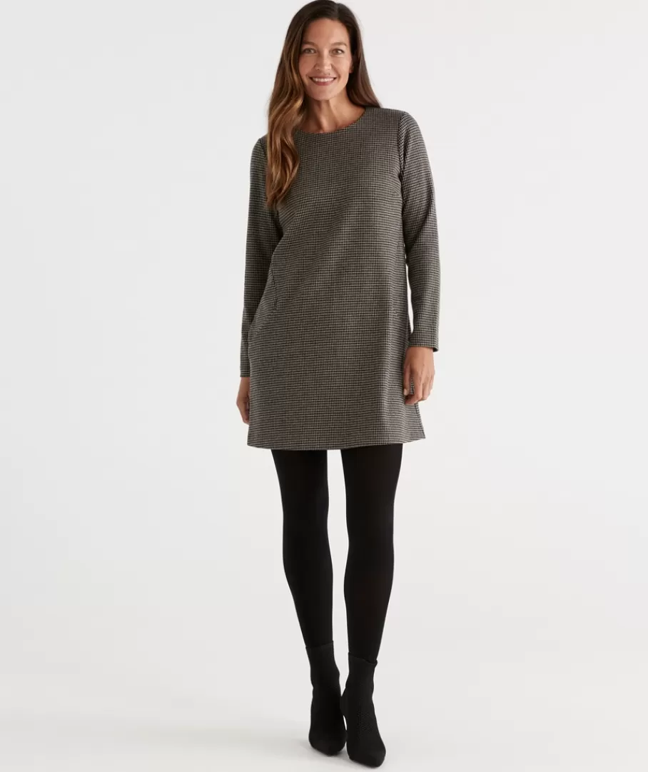 Long Sleeve Houndstooth Tunic-Sussan Store