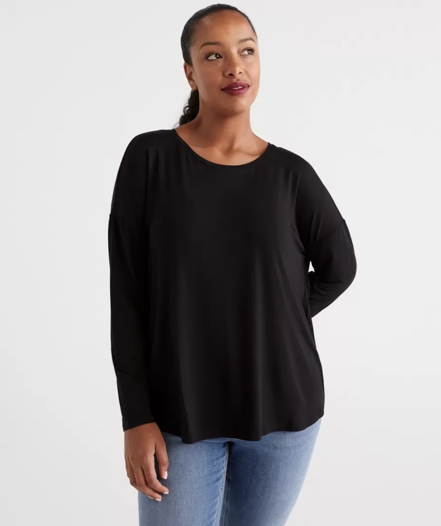 Long Sleeve Pleat Back Top-Sussan Flash Sale