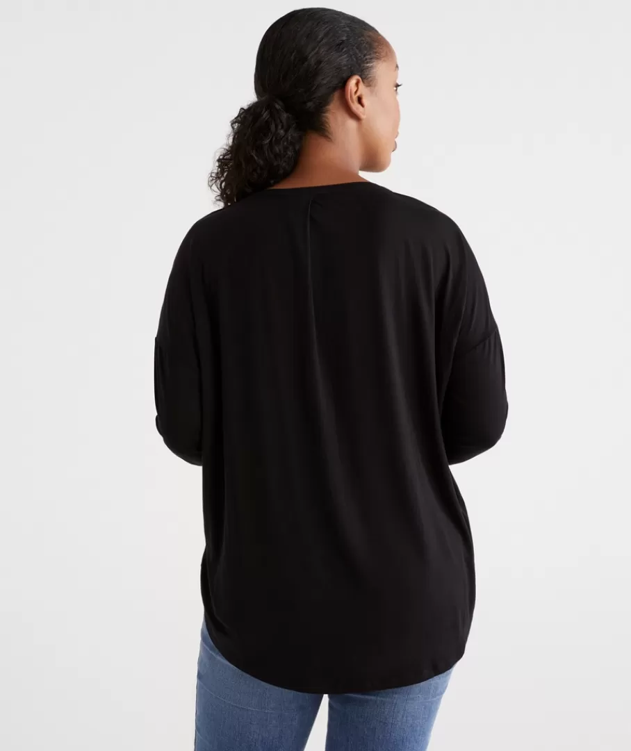 Long Sleeve Pleat Back Top-Sussan Flash Sale