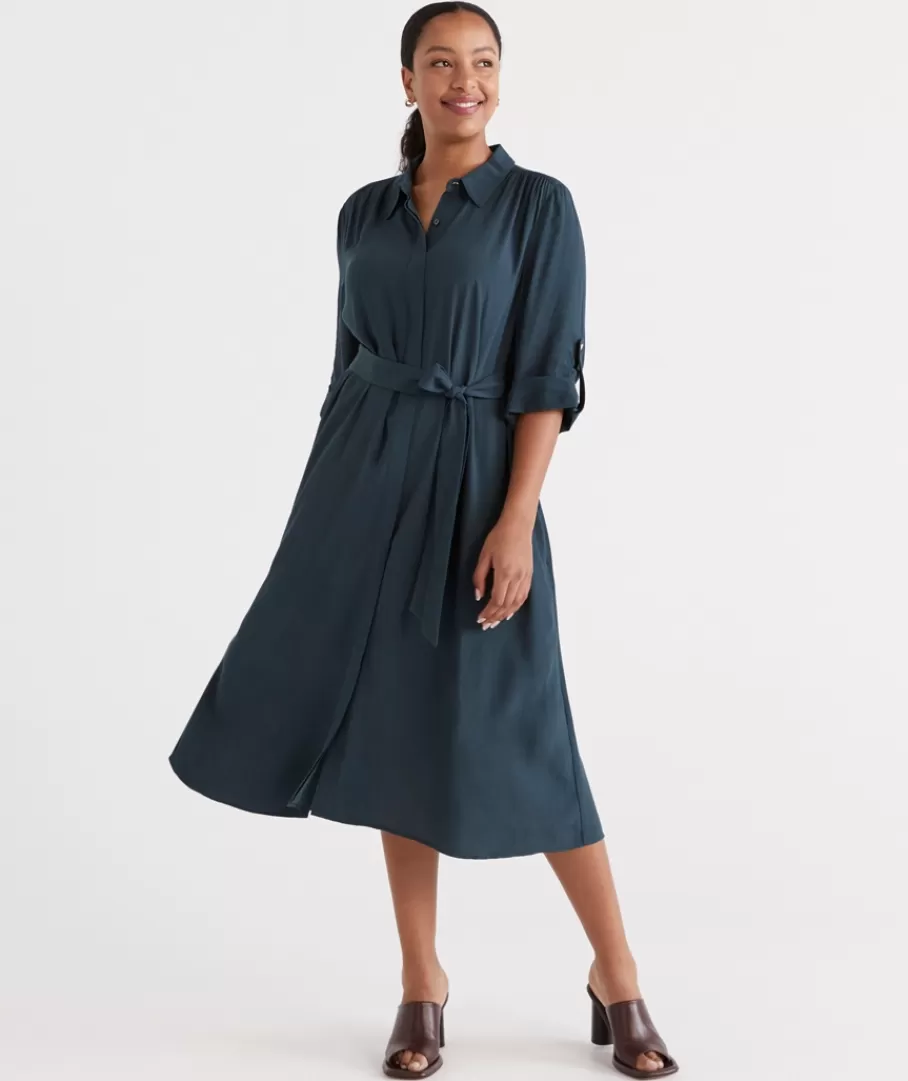 Midi Shirt Dress-Sussan Shop