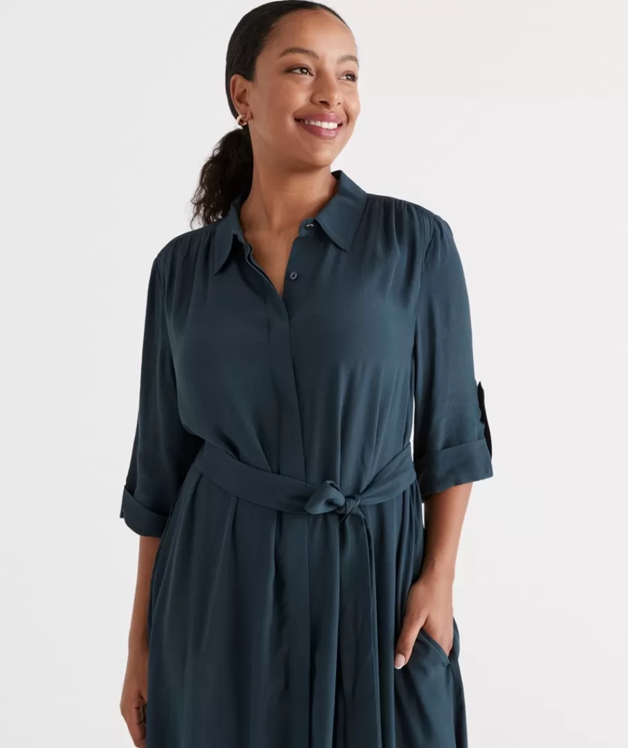 Midi Shirt Dress-Sussan Shop