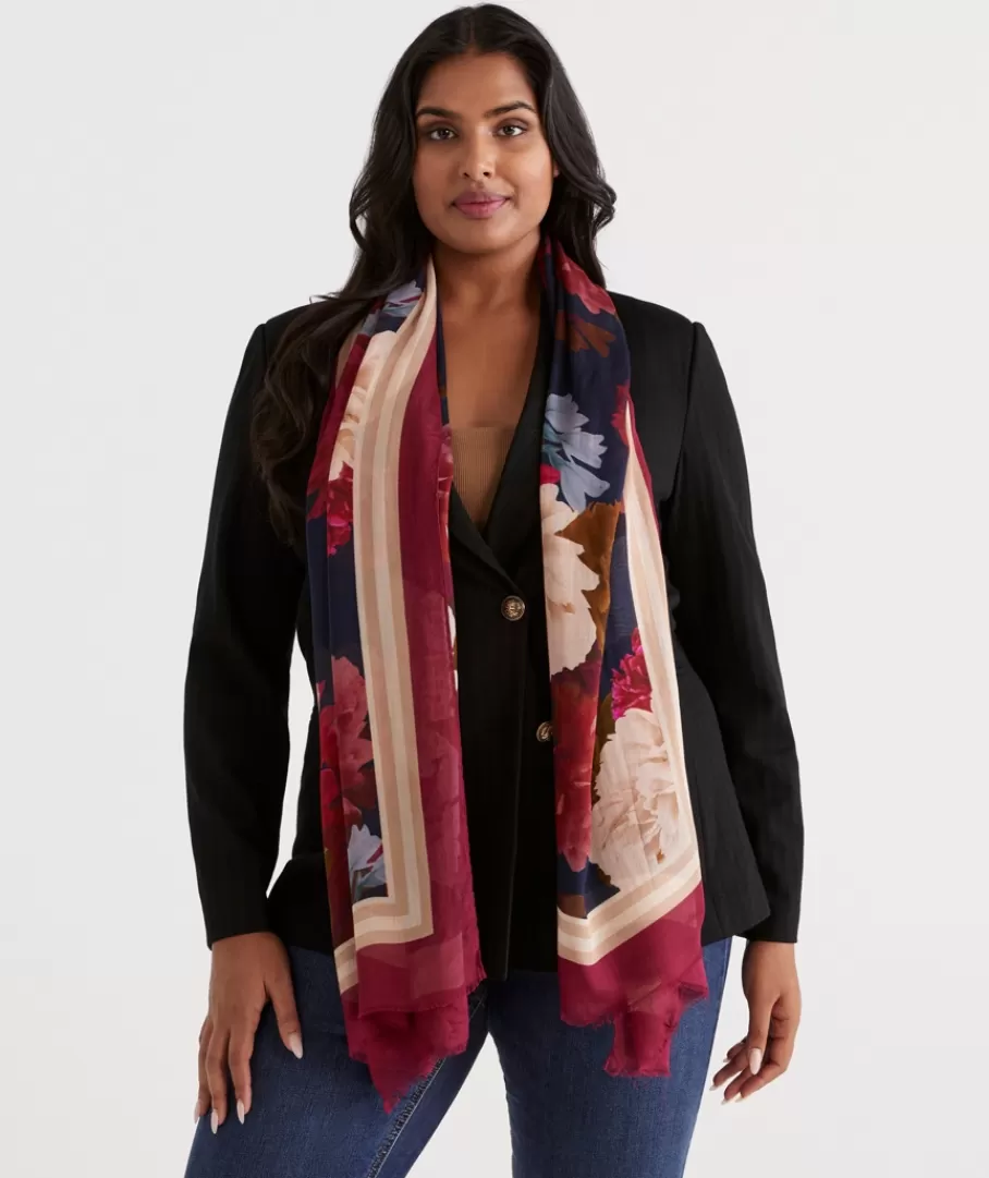 Modern Rose Border Scarf-Sussan New