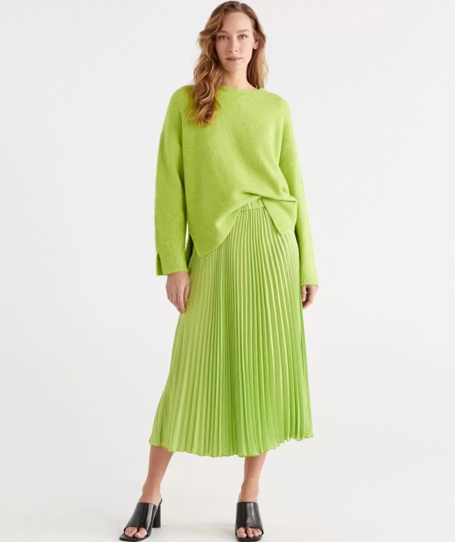 Pleat Curve Hem Skirt-Sussan Clearance