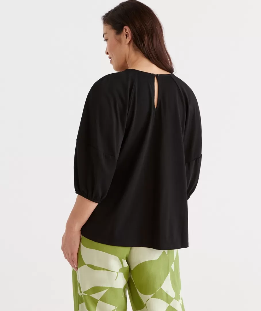 Raglan Puff Sleeve Top-Sussan Fashion