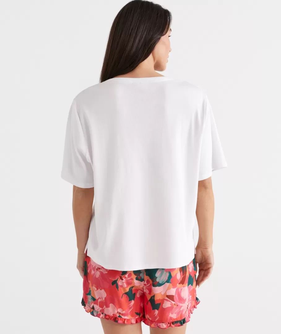 Relaxed Rib Australian Cotton Pyjama T-Shirt-Sussan Discount