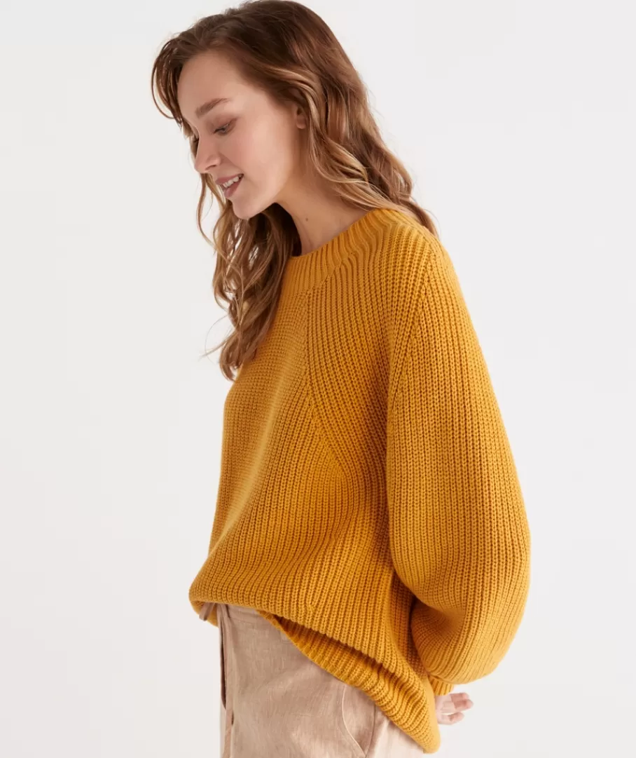 Rib Sleeve Detail Pull Over-Sussan Fashion