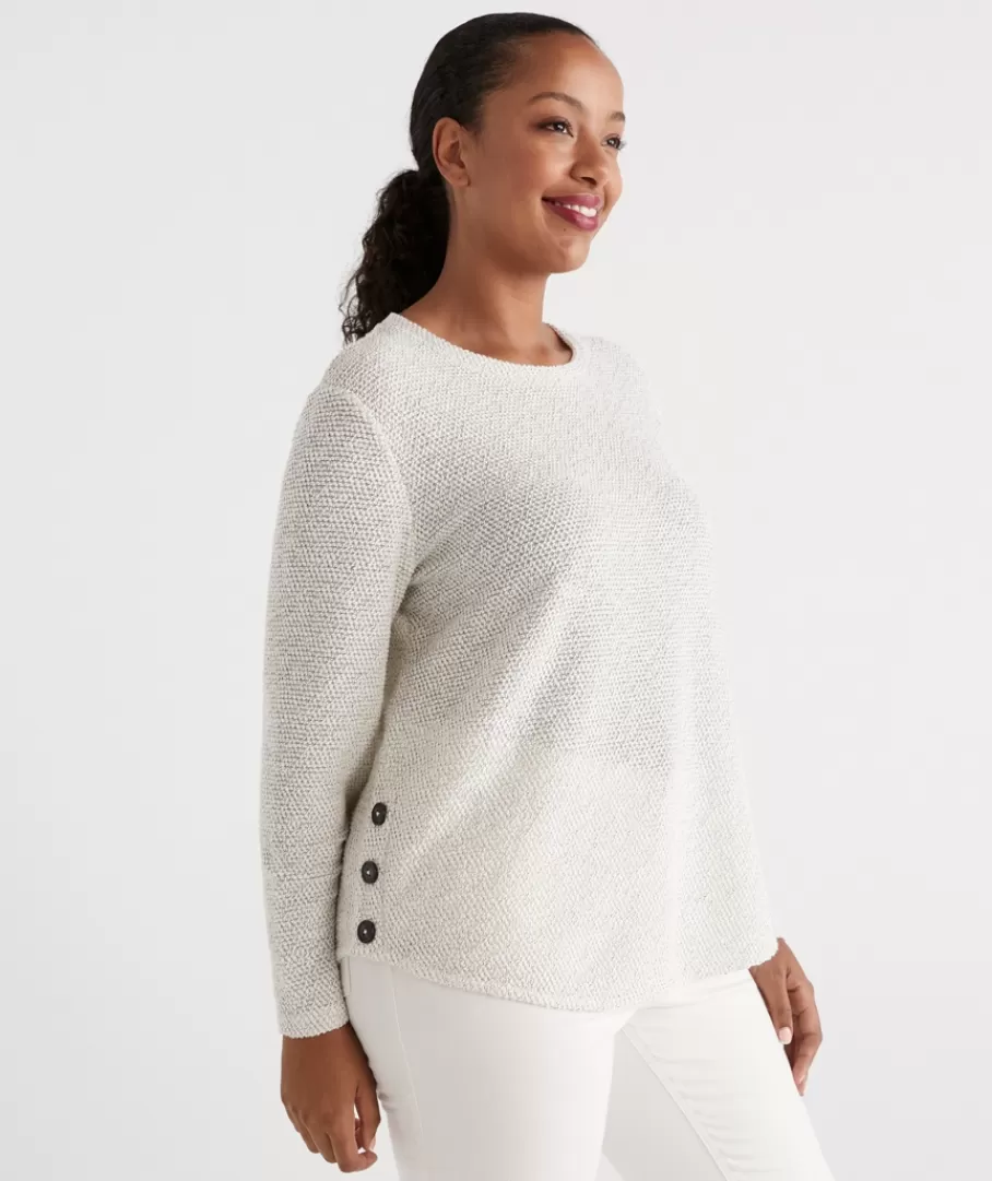 Side Button Textured Top-Sussan Sale