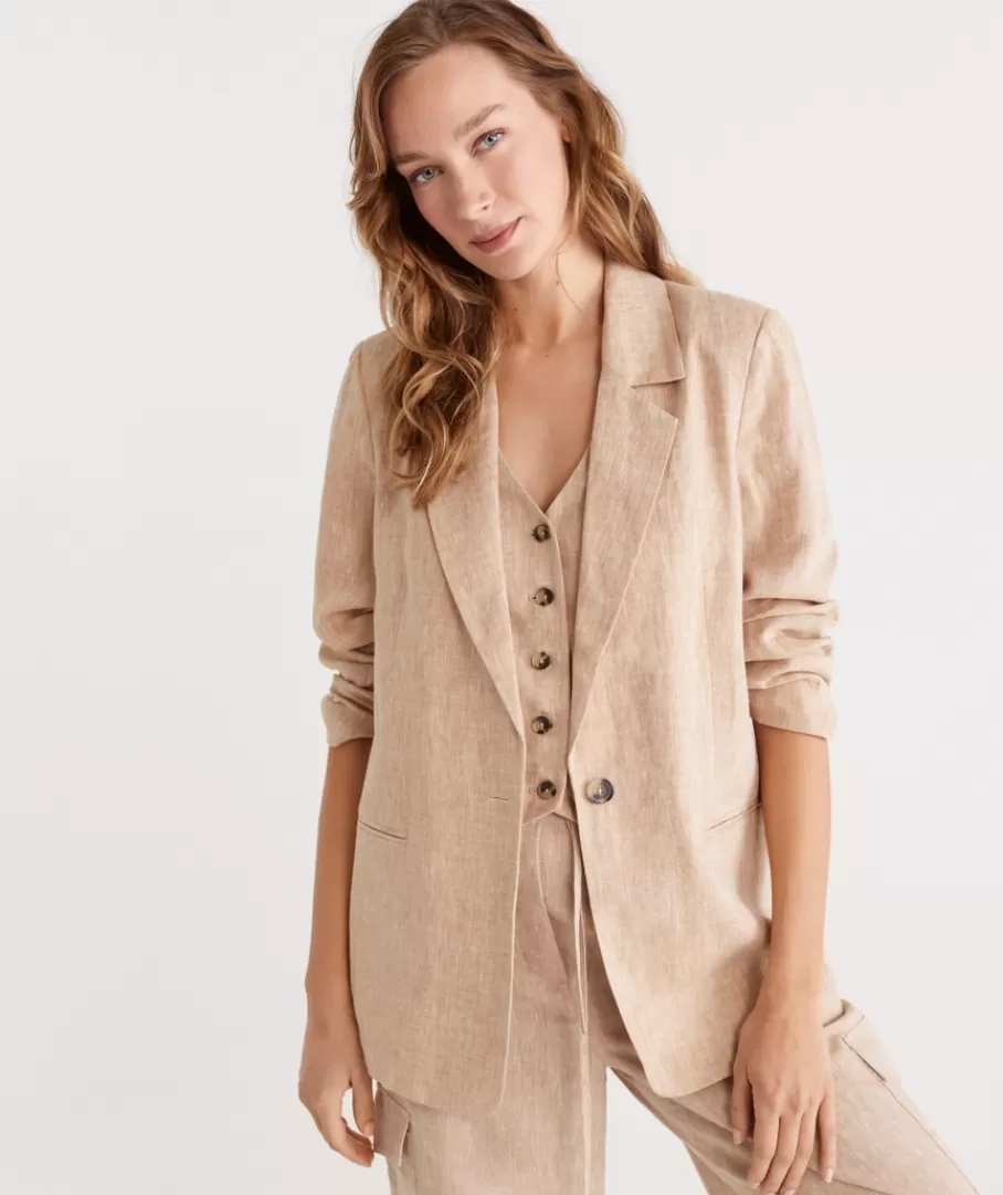 Single Breasted Linen Blazer-Sussan Best