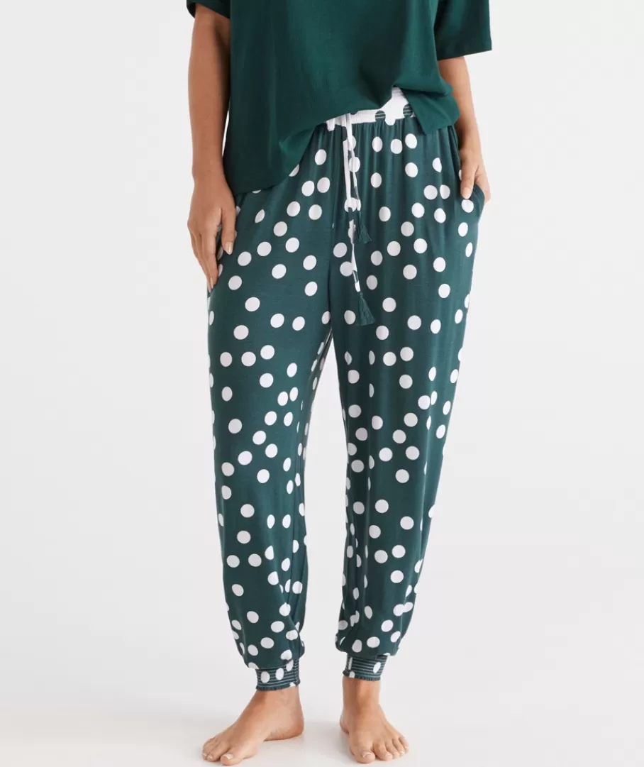 Spot Contrast Knit Harem Pyjama Pant-Sussan Fashion