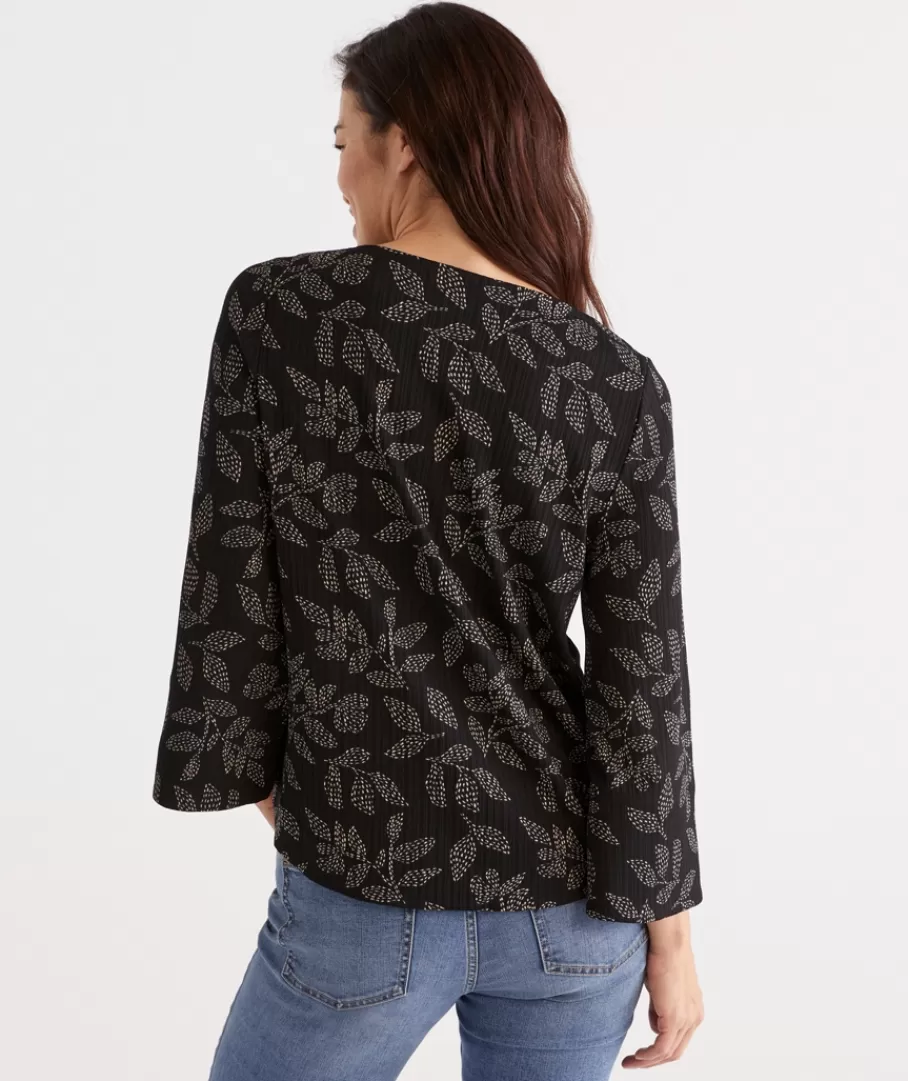 Spotted Leaf Plisse Top-Sussan Cheap