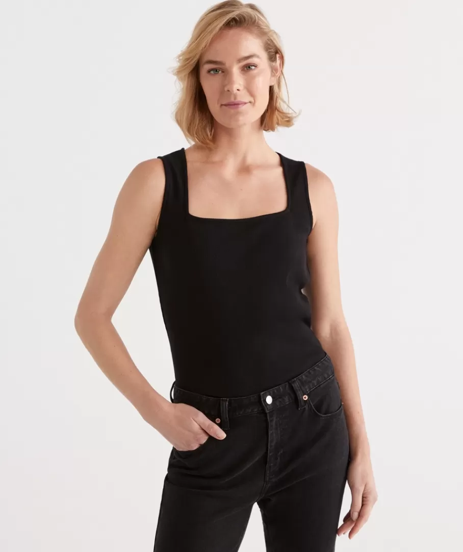 Square Neck Rib Tank-Sussan Cheap