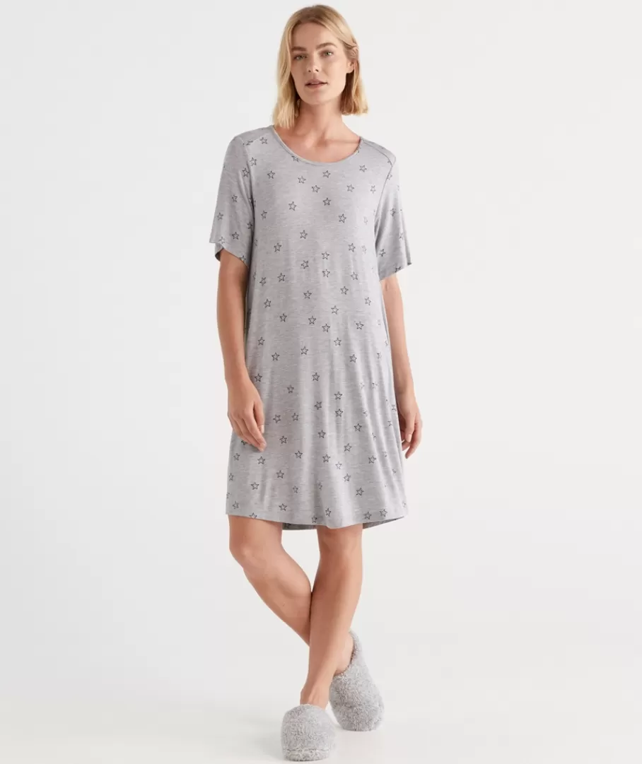 Star Print Knit Nightie-Sussan Best Sale