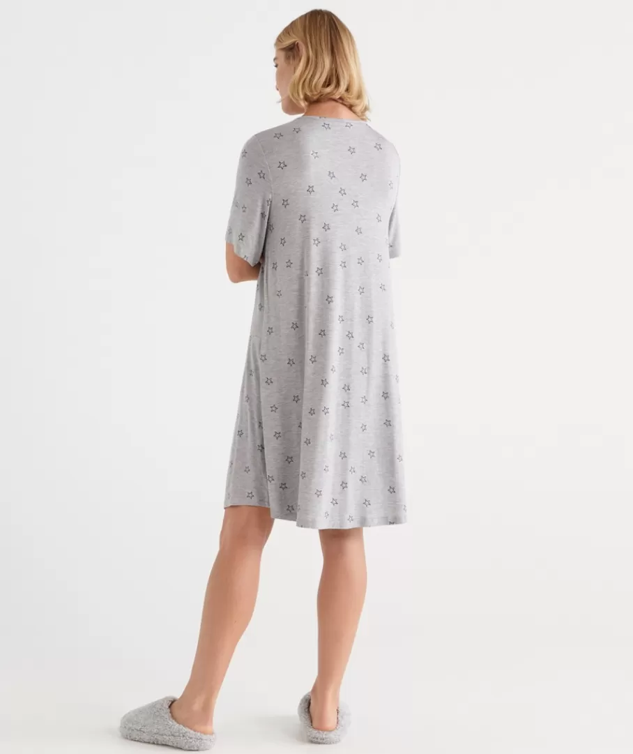 Star Print Knit Nightie-Sussan Best Sale