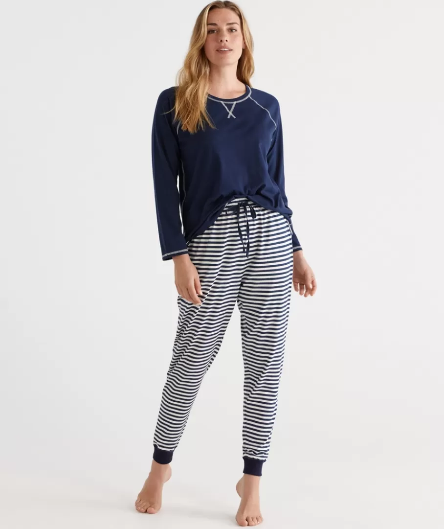 Stripe Australian Cotton Knit Pyjama Pant-Sussan Flash Sale