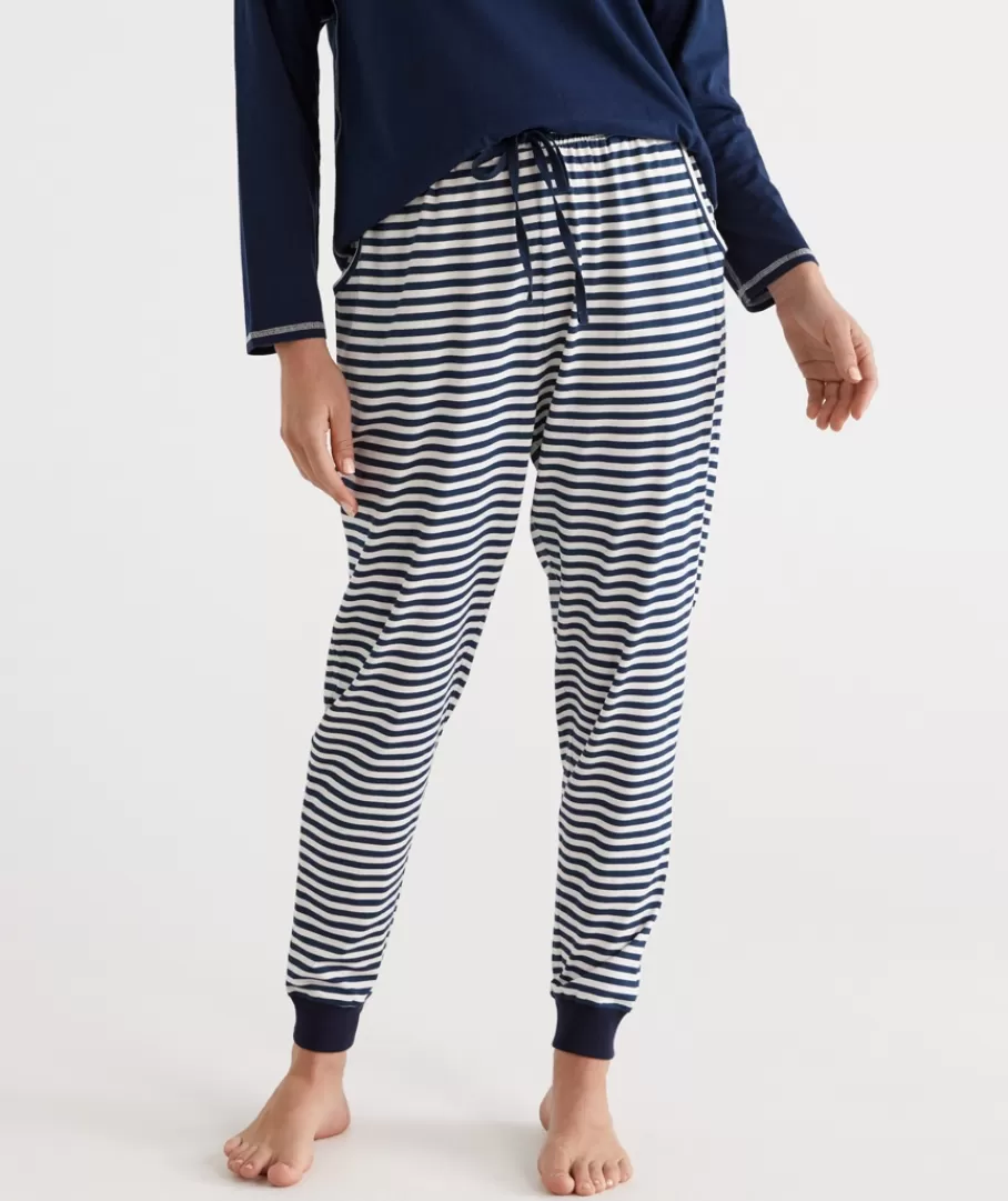 Stripe Australian Cotton Knit Pyjama Pant-Sussan Flash Sale