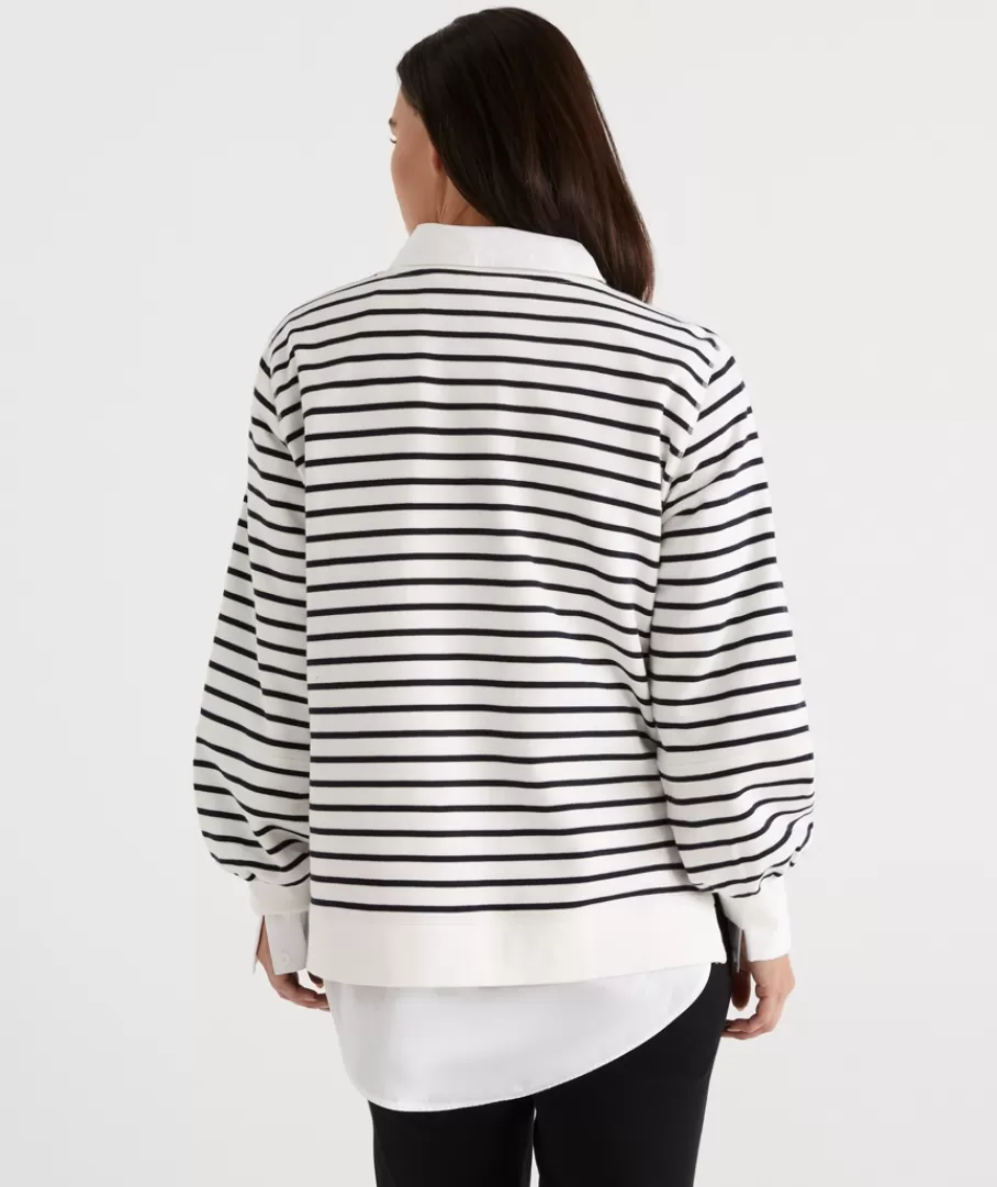 Stripe Blouson Sleeve Sweat-Sussan New